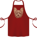 Dogs Smiling Yorkshire Terrier Cotton Apron 100% Organic Maroon