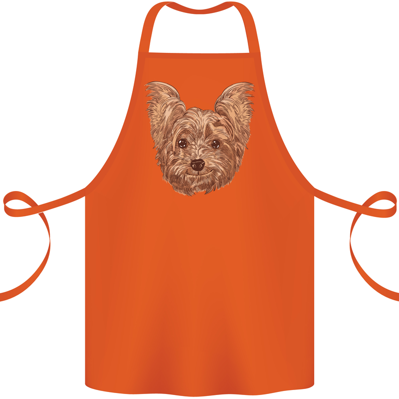 Dogs Smiling Yorkshire Terrier Cotton Apron 100% Organic Orange