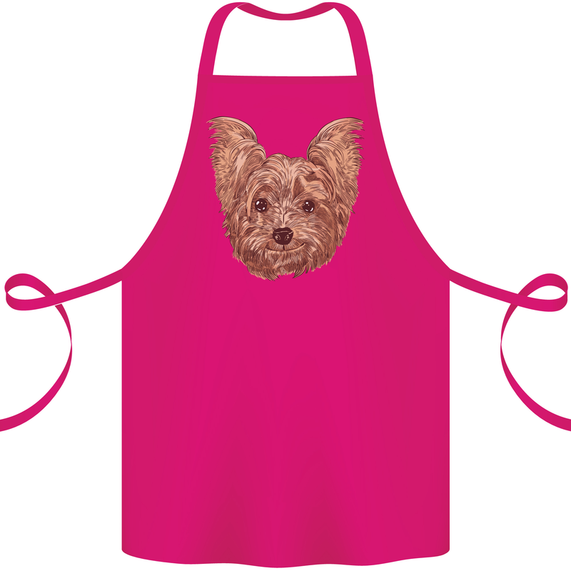 Dogs Smiling Yorkshire Terrier Cotton Apron 100% Organic Pink