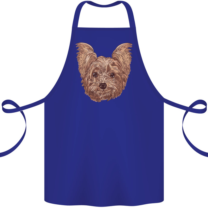 Dogs Smiling Yorkshire Terrier Cotton Apron 100% Organic Royal Blue