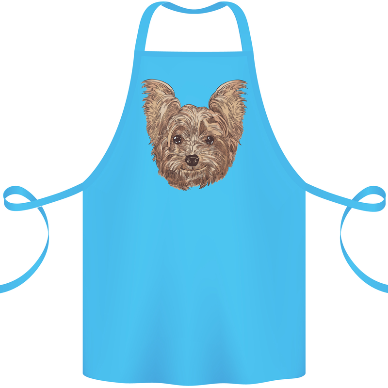 Dogs Smiling Yorkshire Terrier Cotton Apron 100% Organic Turquoise