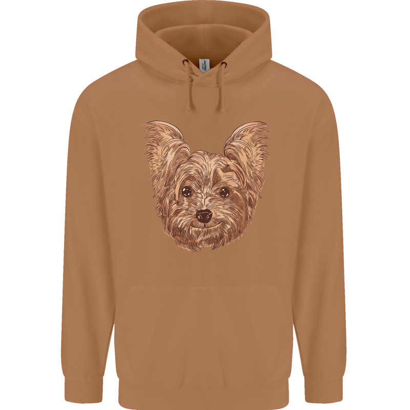 Dogs Smiling Yorkshire Terrier Mens 80% Cotton Hoodie Caramel Latte
