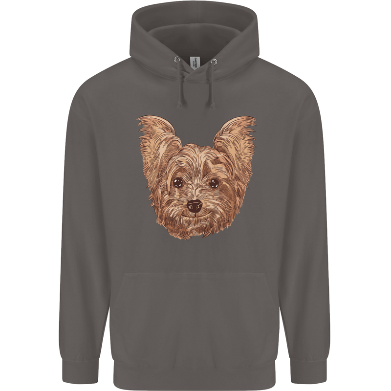 Dogs Smiling Yorkshire Terrier Mens 80% Cotton Hoodie Charcoal