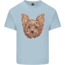 Dogs Smiling Yorkshire Terrier Mens Cotton T-Shirt Tee Top Light Blue