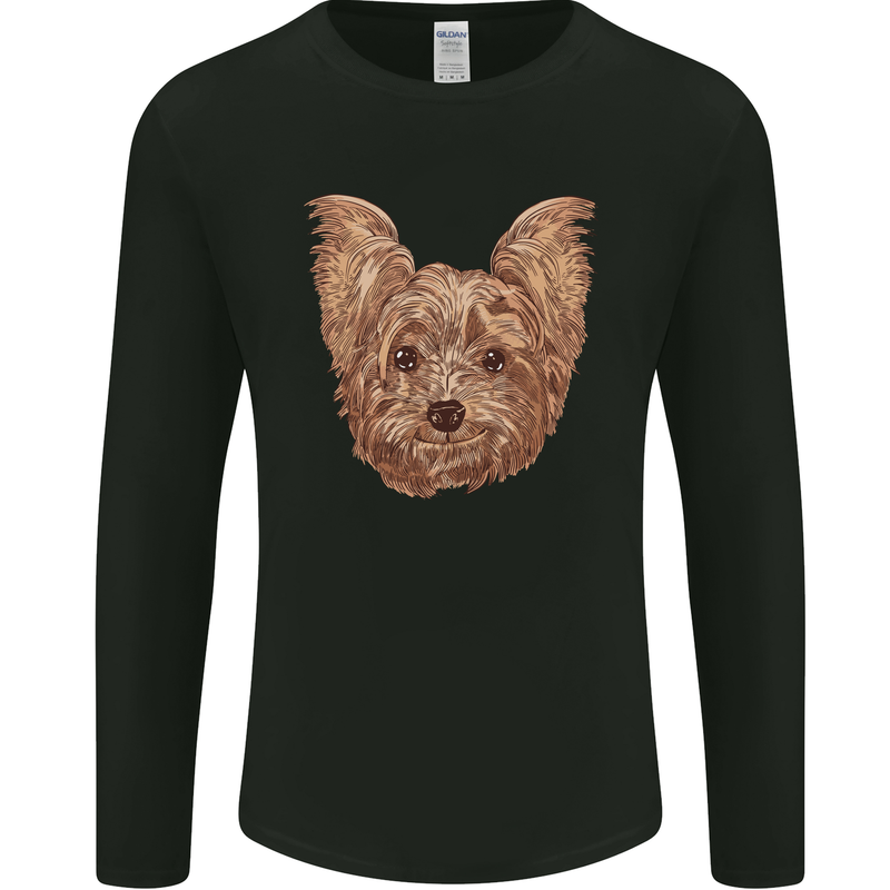 Dogs Smiling Yorkshire Terrier Mens Long Sleeve T-Shirt Black