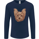 Dogs Smiling Yorkshire Terrier Mens Long Sleeve T-Shirt Navy Blue