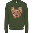 Dogs Smiling Yorkshire Terrier Mens Sweatshirt Jumper Forest Green