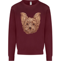 Dogs Smiling Yorkshire Terrier Mens Sweatshirt Jumper Maroon