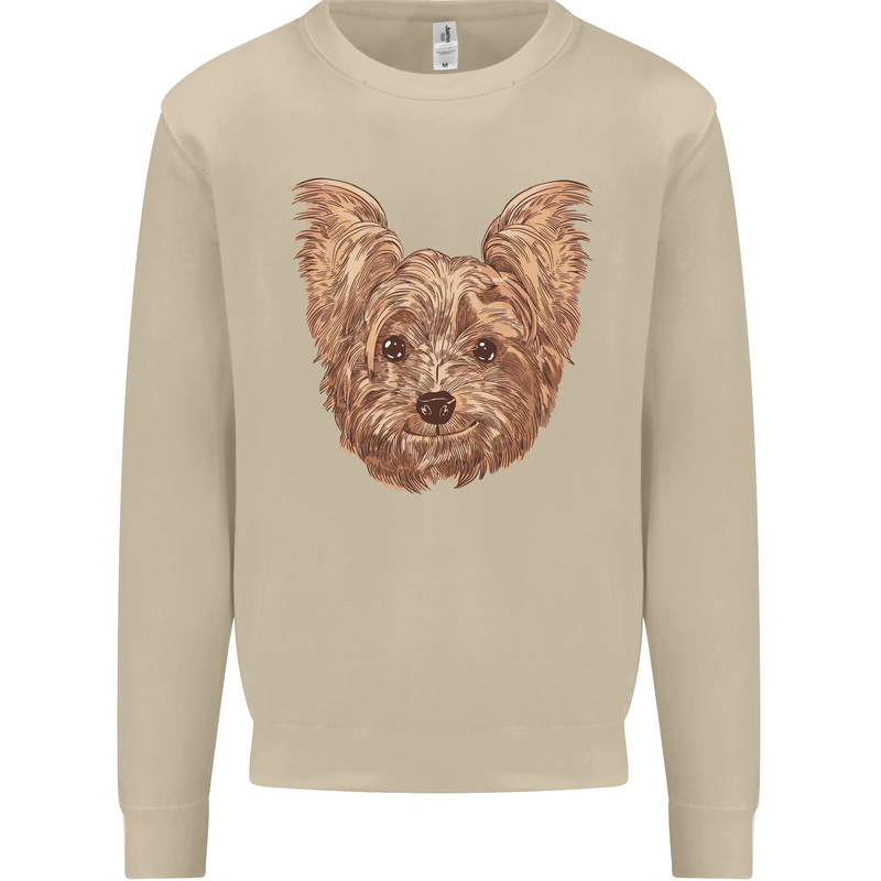 Dogs Smiling Yorkshire Terrier Mens Sweatshirt Jumper Sand