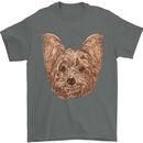 Dogs Smiling Yorkshire Terrier Mens T-Shirt Cotton Gildan Charcoal