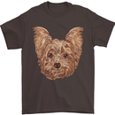 Dogs Smiling Yorkshire Terrier Mens T-Shirt Cotton Gildan Dark Chocolate