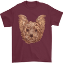 Dogs Smiling Yorkshire Terrier Mens T-Shirt Cotton Gildan Maroon