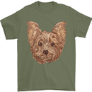 Dogs Smiling Yorkshire Terrier Mens T-Shirt Cotton Gildan Military Green