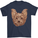 Dogs Smiling Yorkshire Terrier Mens T-Shirt Cotton Gildan Navy Blue