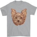 Dogs Smiling Yorkshire Terrier Mens T-Shirt Cotton Gildan Sports Grey