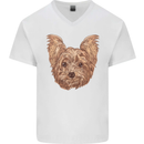 Dogs Smiling Yorkshire Terrier Mens V-Neck Cotton T-Shirt White