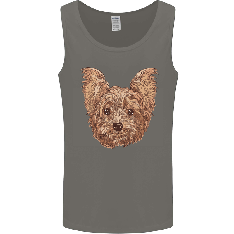 Dogs Smiling Yorkshire Terrier Mens Vest Tank Top Charcoal