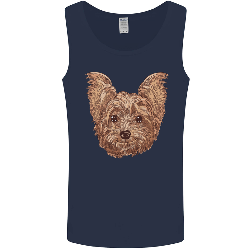 Dogs Smiling Yorkshire Terrier Mens Vest Tank Top Navy Blue