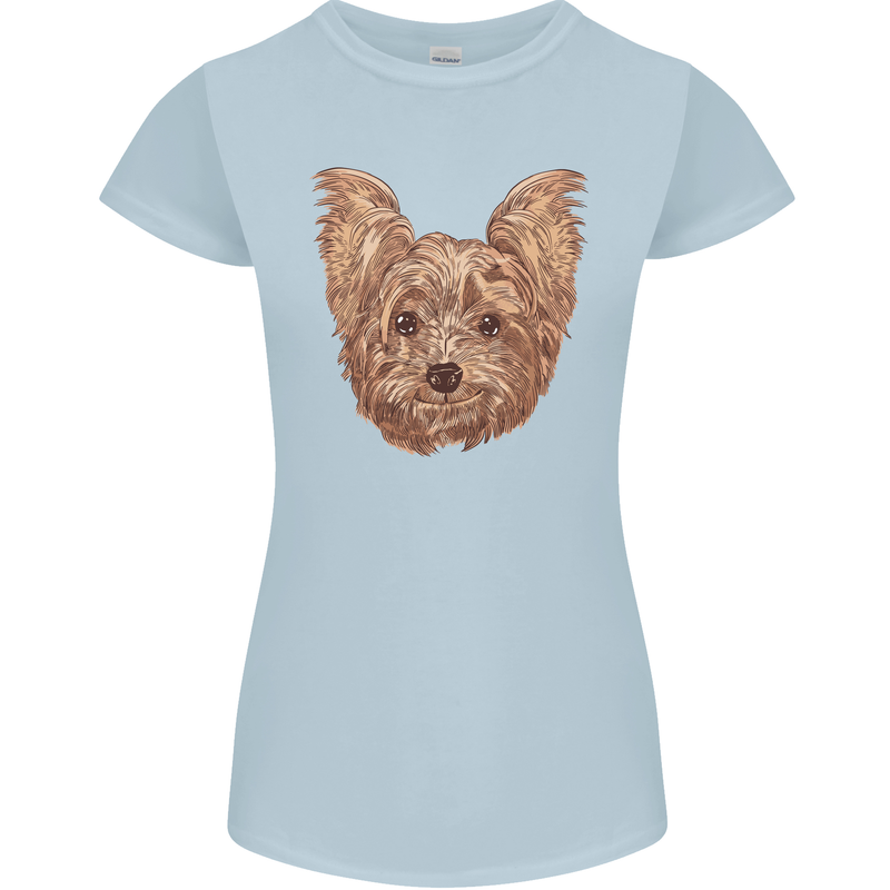 Dogs Smiling Yorkshire Terrier Womens Petite Cut T-Shirt Light Blue