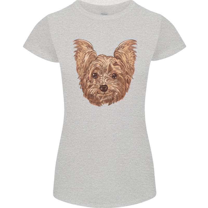 Dogs Smiling Yorkshire Terrier Womens Petite Cut T-Shirt Sports Grey