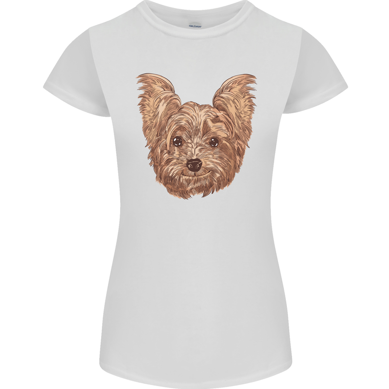 Dogs Smiling Yorkshire Terrier Womens Petite Cut T-Shirt White