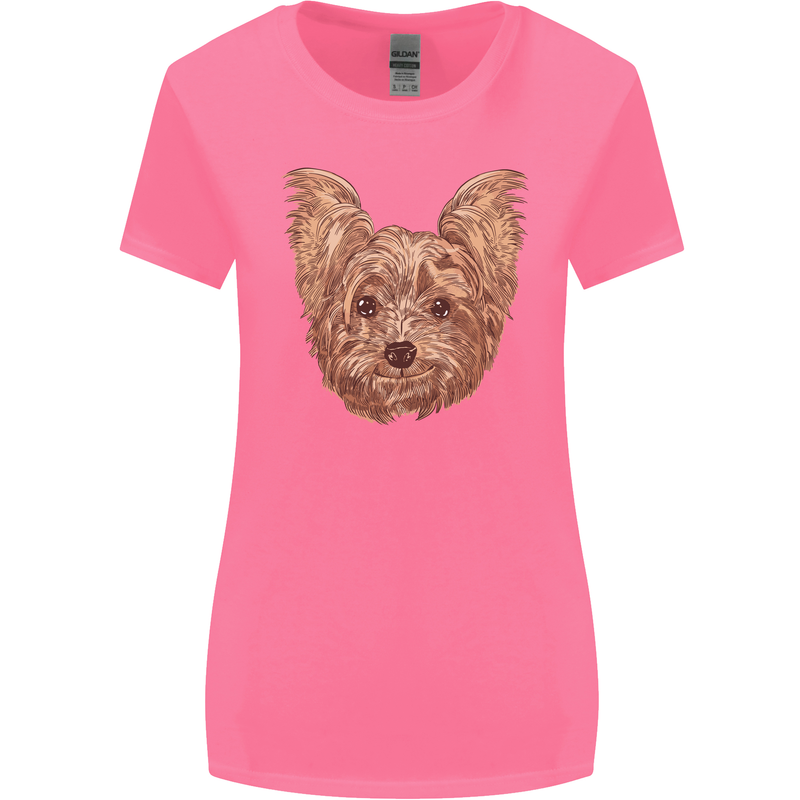 Dogs Smiling Yorkshire Terrier Womens Wider Cut T-Shirt Azalea