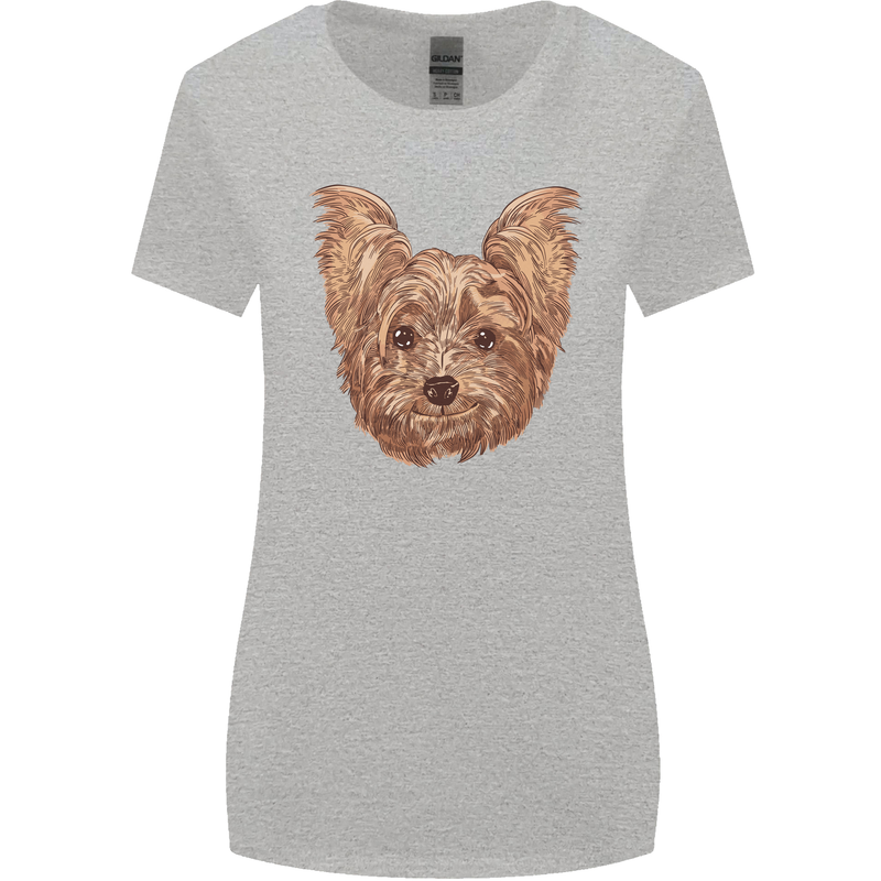 Dogs Smiling Yorkshire Terrier Womens Wider Cut T-Shirt Sports Grey