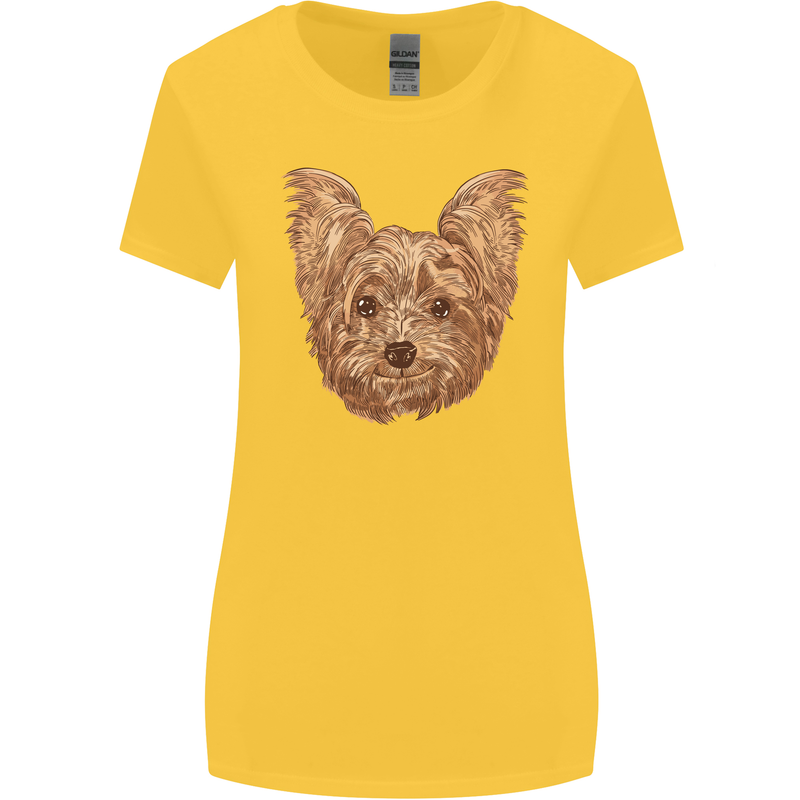 Dogs Smiling Yorkshire Terrier Womens Wider Cut T-Shirt Yellow