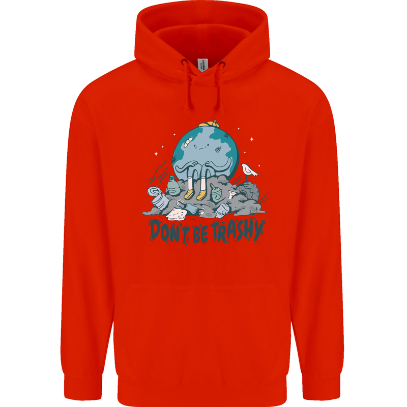 Don't Be Trashy Climate Change Environment Childrens Kids Hoodie Bright Red