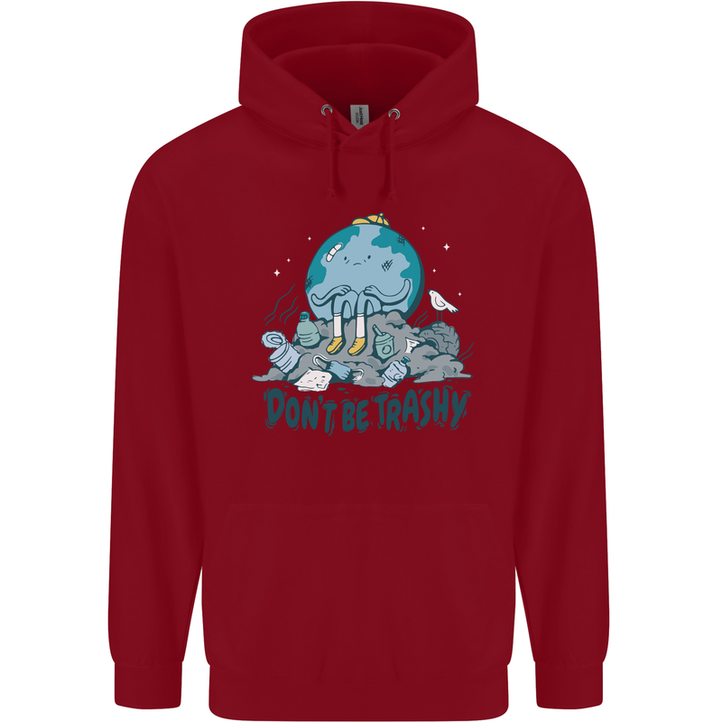 Don't Be Trashy Climate Change Environment Childrens Kids Hoodie Red