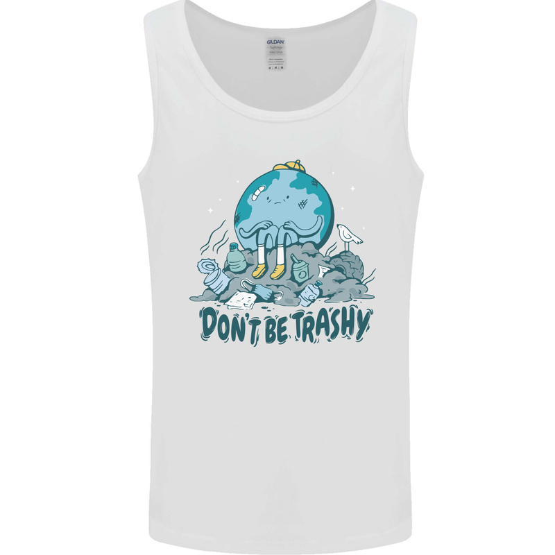 Don't Be Trashy Climate Change Environment Mens Vest Tank Top White