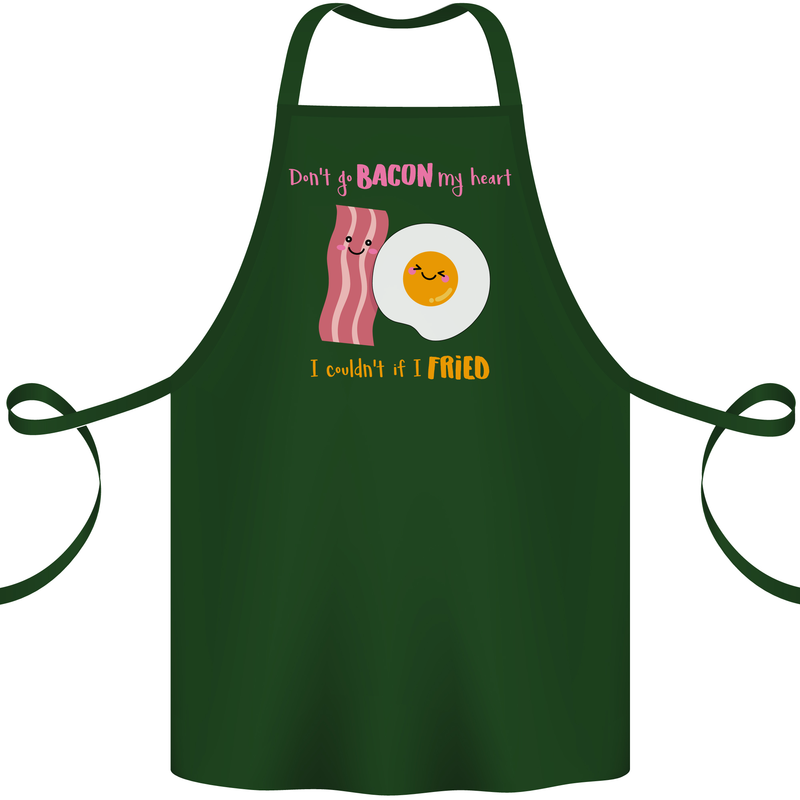 Don't Go Bacon My Heart Cotton Apron 100% Organic Forest Green