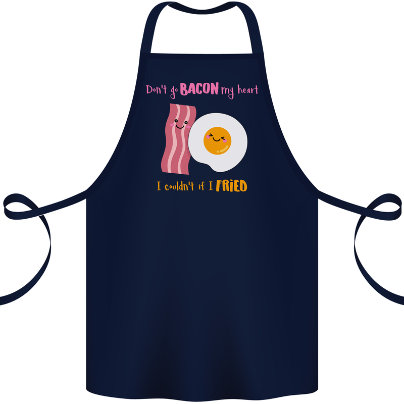 Don't Go Bacon My Heart Cotton Apron 100% Organic Navy Blue