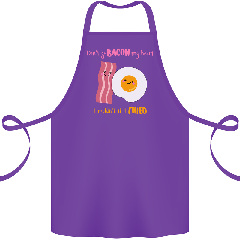 Don't Go Bacon My Heart Cotton Apron 100% Organic Purple