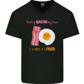 Don't Go Bacon My Heart Mens V-Neck Cotton T-Shirt Black