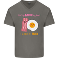 Don't Go Bacon My Heart Mens V-Neck Cotton T-Shirt Charcoal