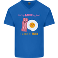 Don't Go Bacon My Heart Mens V-Neck Cotton T-Shirt Royal Blue