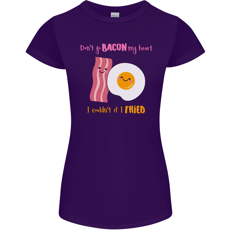 Don't Go Bacon My Heart Womens Petite Cut T-Shirt Purple