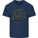 Don't Make Sh!t With Your Drummer Mens V-Neck Cotton T-Shirt Navy Blue
