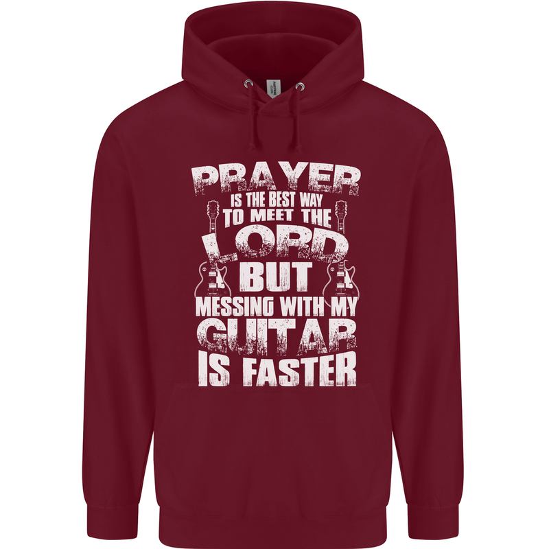 Don't Mess With My Guitar Funny Slogan Childrens Kids Hoodie Maroon