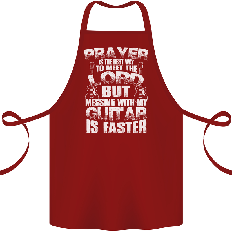 Don't Mess With My Guitar Funny Slogan Cotton Apron 100% Organic Maroon