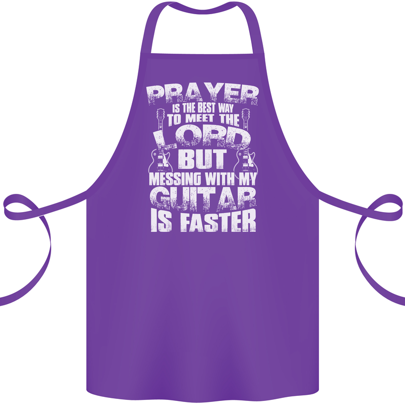 Don't Mess With My Guitar Funny Slogan Cotton Apron 100% Organic Purple