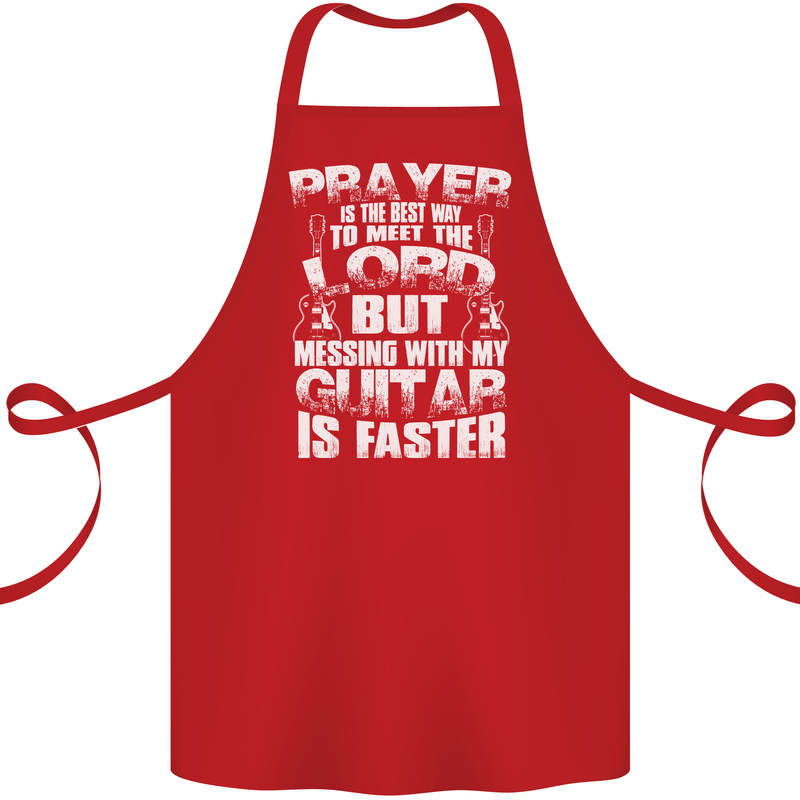 Don't Mess With My Guitar Funny Slogan Cotton Apron 100% Organic Red