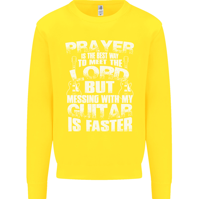 Don't Mess With My Guitar Funny Slogan Kids Sweatshirt Jumper Yellow