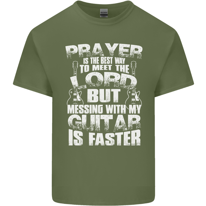 Don't Mess With My Guitar Funny Slogan Mens Cotton T-Shirt Tee Top Military Green