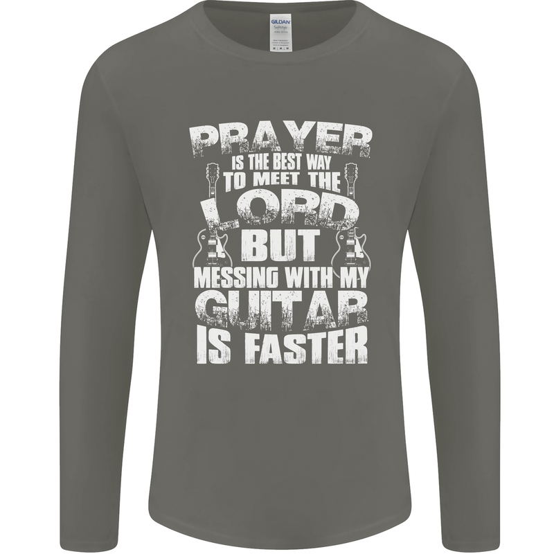 Don't Mess With My Guitar Funny Slogan Mens Long Sleeve T-Shirt Charcoal