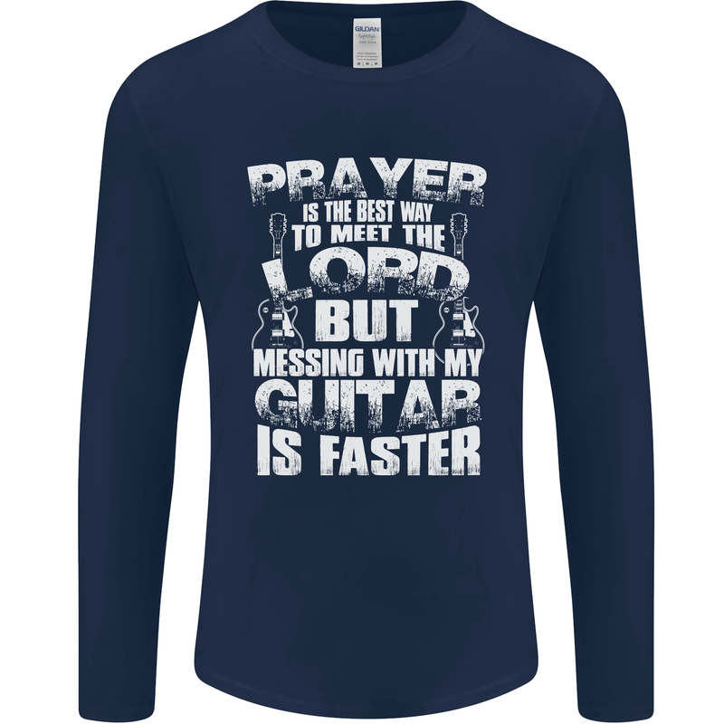 Don't Mess With My Guitar Funny Slogan Mens Long Sleeve T-Shirt Navy Blue