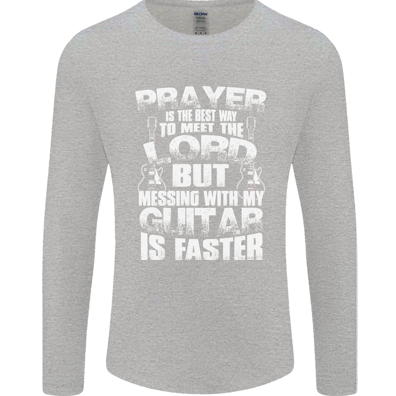 Don't Mess With My Guitar Funny Slogan Mens Long Sleeve T-Shirt Sports Grey