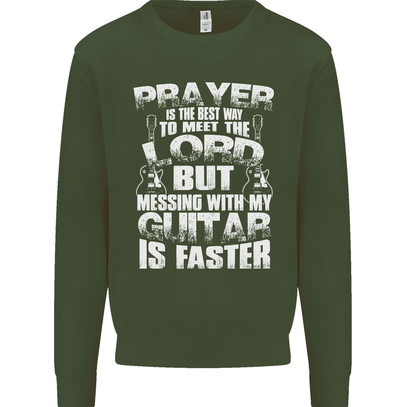 Don't Mess With My Guitar Funny Slogan Mens Sweatshirt Jumper Forest Green