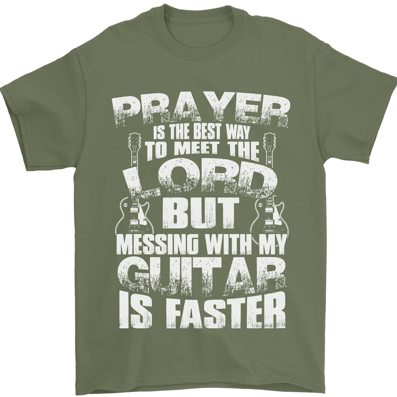 Don't Mess With My Guitar Funny Slogan Mens T-Shirt 100% Cotton Military Green